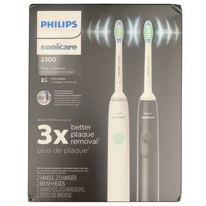 Philips Sonicare 2300 Rechargeable Electric Toothbrush X2 HX3665/04 Black White